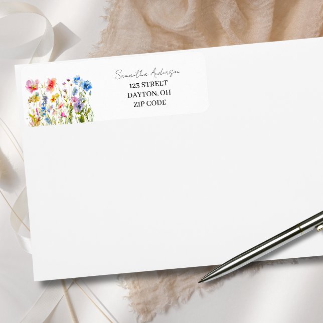 Wildflower Floral Personalised Return Address  Label (Creator Uploaded)