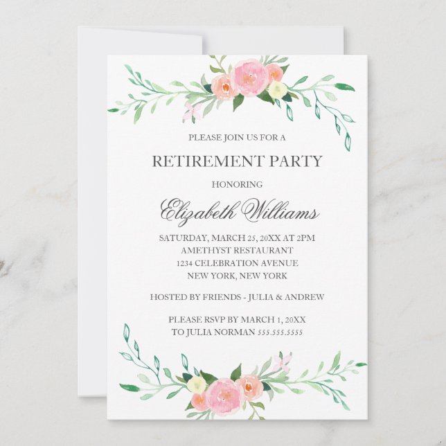 Wildflower Floral Retirement Party Card (Front)