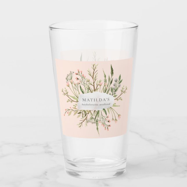 Wildflower floral rustic farmhouse pink girly glass (Front)