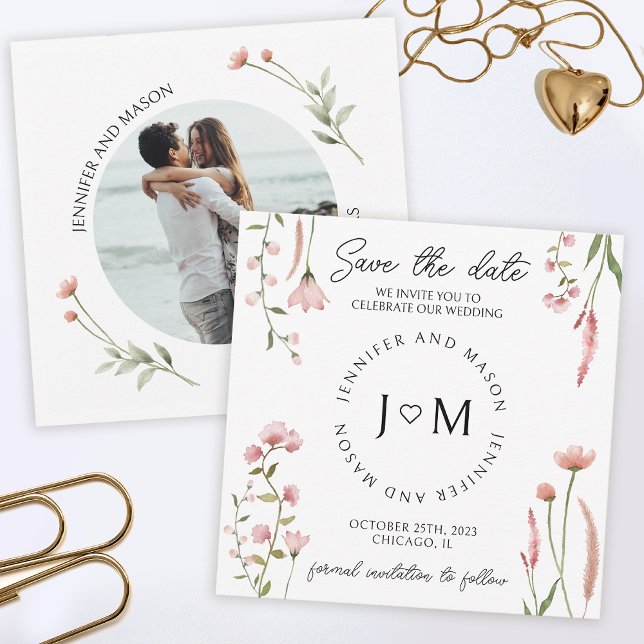 Wildflower floral Save the date photo Invitation (Creator Uploaded)