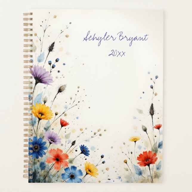 Wildflower Floral Spiral-bound Spring Botanical Planner (Front)
