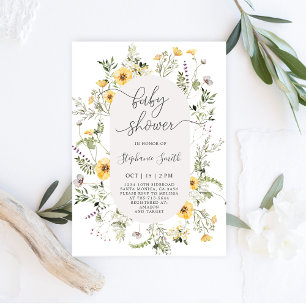 Wildflower floral Spring Baby Shower girl Invitation