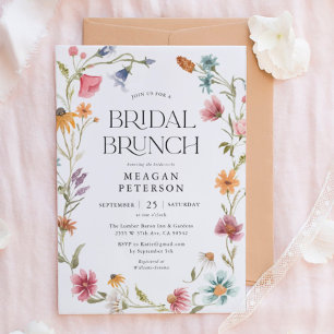 Wildflower Floral Spring Bridal Brunch Invitations