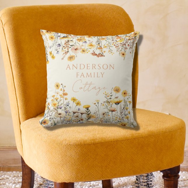Wildflower Floral Throw Pillow (Creator Uploaded)