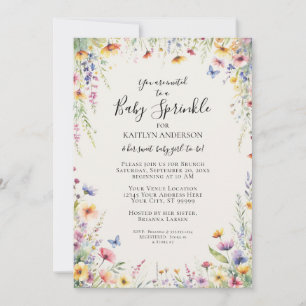 Wildflower Floral Watercolor Baby Girl Shower Invitation