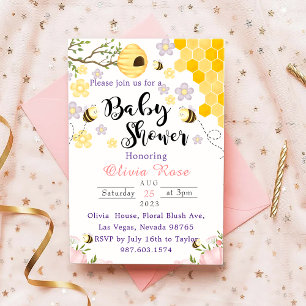 Wildflower Floral Watercolor Bees Invitation