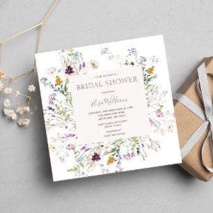 Wildflower Floral Watercolor Bridal Shower Invitation