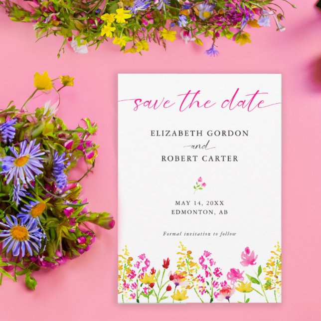 Wildflower Floral Watercolor Elegant Script  Save The Date (Creator Uploaded)