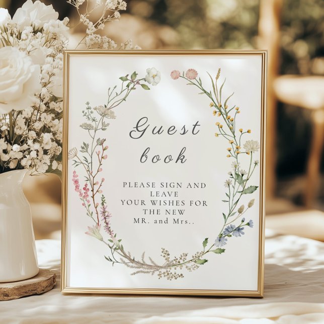 Wildflower Floral Wedding Greenery Guestbook Sign (Creator Uploaded)