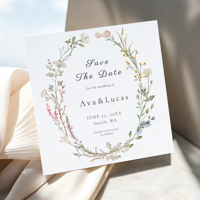 Wildflower Floral Wedding Greenery Save the Dates (Creator Uploaded)