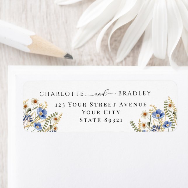 Wildflower Floral Wedding Return Address Label (Insitu)