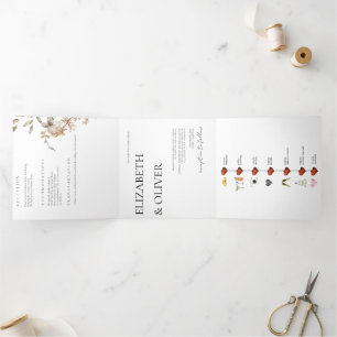 Wildflower Floral Wedding  Tri-Fold Invitation