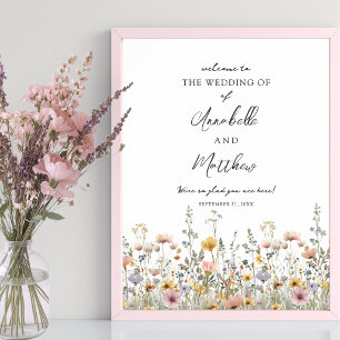 Wildflower Floral Wedding Welcome Sign