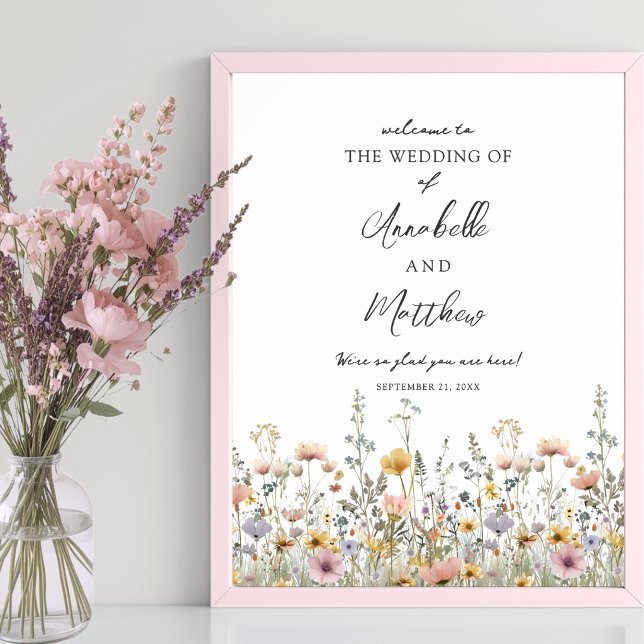 Wildflower Floral Wedding Welcome Sign (Wildflower Floral Wedding Welcome Sign)