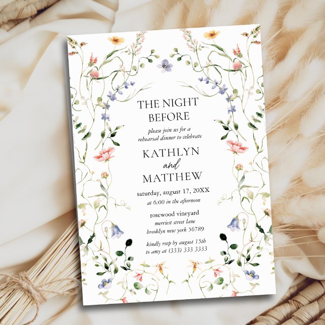 Wildflower Floral Wreath Garden The Night Before Invitation (Creator Uploaded)