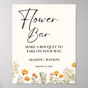 Wildflower Flower bar sign bridal shower flower