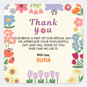 Wildflower Flower Birthday 5th Thank You Stickers