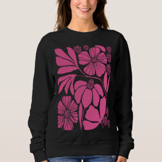 Wildflower Flower Black Botanical Neutral Slimming Sweatshirt