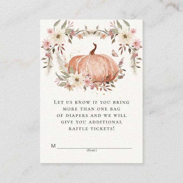 Wildflower Flower Wreath Watercolor Diaper Raffle Enclosure Card (Back)