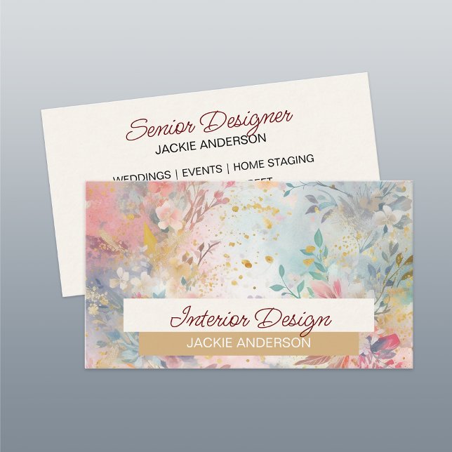 Wildflower Foliage Multicolor Watercolor Business Card (Creator Uploaded)