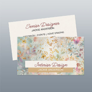 Wildflower Foliage Purple Amber Watercolor Business Card