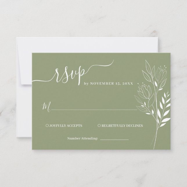 Wildflower Foliage Wedding RSVP Card (Front)
