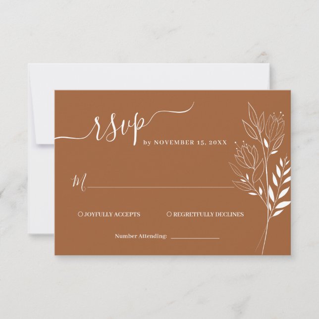 Wildflower Foliage Wedding RSVP Card (Front)