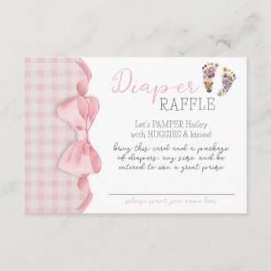 Wildflower Footprints Baby Shower Diaper Raffle Enclosure Card