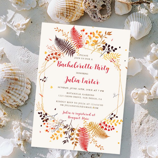 Wildflower Forest Fern Mushroom Bachelorette Party Invitation (Creator Uploaded)