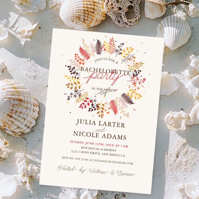 Wildflower Forest Fern Mushroom Bachelorette Party Invitation (Creator Uploaded)