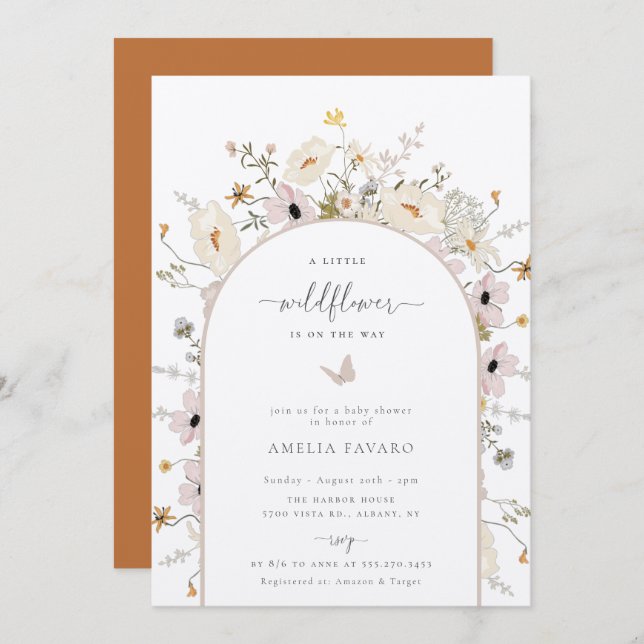 Wildflower Frame Baby Shower Invitation (Front/Back)