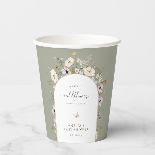 Wildflower Frame Baby Shower Paper Cups (Front)