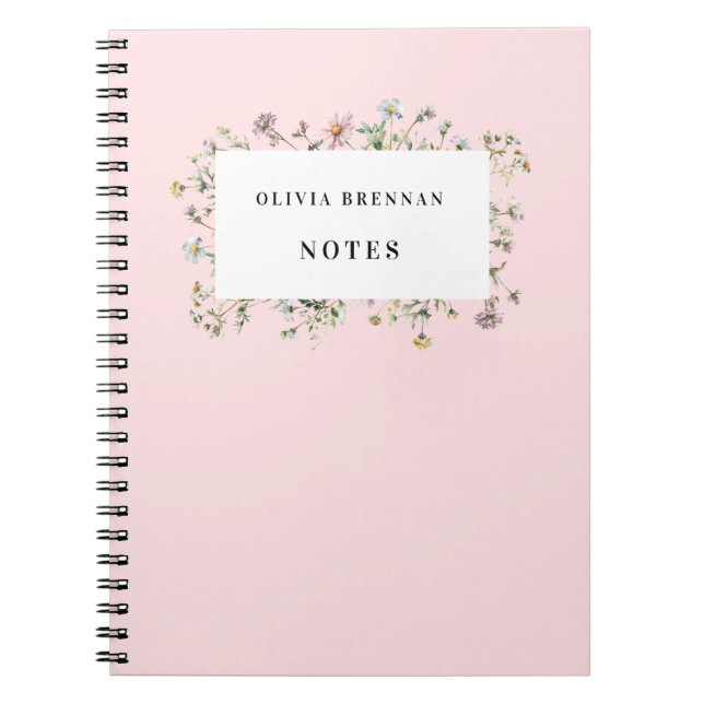 Wildflower frame Refined floral Blush Design Notebook (Front)