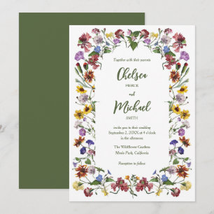 Wildflower Frame Rustic Boho Wedding Invitation
