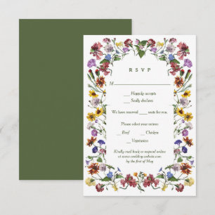 Wildflower Frame Rustic Boho Wedding RSVP Card