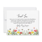 Wildflower Funeral Thank You Note Card Bereavement