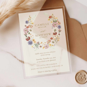 Wildflower Garden Acrylic Wedding Invitation