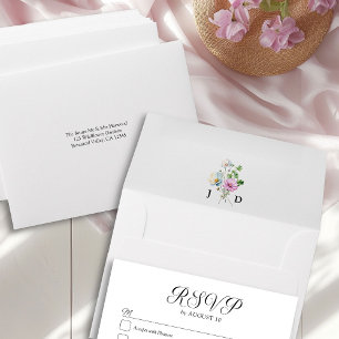 Wildflower Garden Addressed Wedding RSVP Envelope