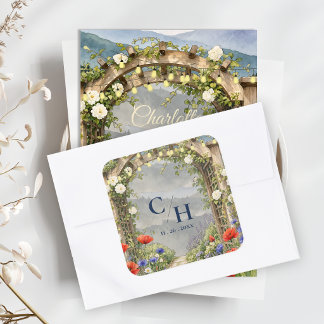 Wildflower Garden Arbor Rustic Wedding Envelope Square Sticker