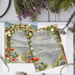 Wildflower Garden Arbor Rustic Wedding Reply By RSVP Card