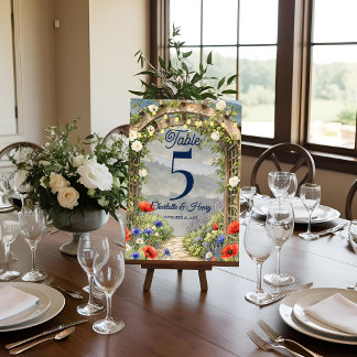 Wildflower Garden Arbor Wedding Table Number