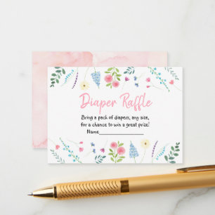Wildflower Garden Baby Shower Diaper Raffle Enclosure Card