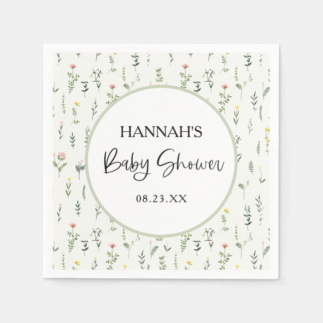 Wildflower Garden Baby Shower | Garden Party Napkin (Front)