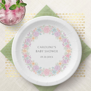 Wildflower Garden Baby Shower Paper Plate