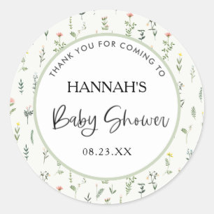 Wildflower Garden Baby Shower Thank You Favour Classic Round Sticker