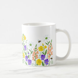 Wildflower Garden Bees Spring Meadow Floral Mug