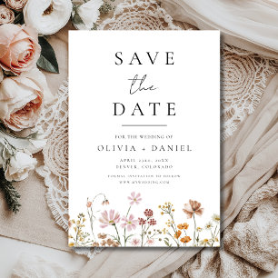 Wildflower Garden Boho Save the Date Minimalist 
