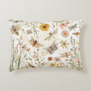Wildflower Garden Botanical Butterflies Floral Decorative Cushion