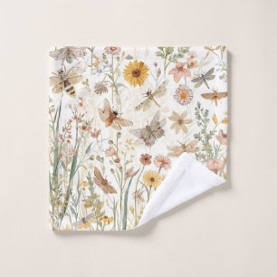 Wildflower Garden Botanical Butterflies Floral Wash Cloth