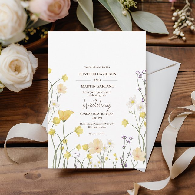 Wildflower Garden Botanical Rustic Wedding  Invitation (Creator Uploaded)